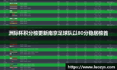 洲际杯积分榜更新南京足球队以80分稳居榜首
